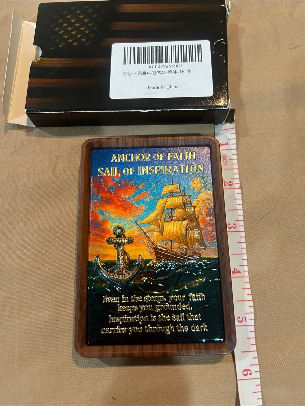 Anchor of Faith Sail of Inspiration Decorative Plaque - Blue/Gold